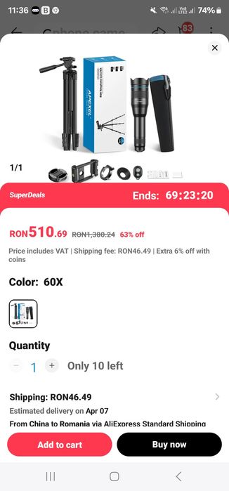 APEXEL 60x telephoto