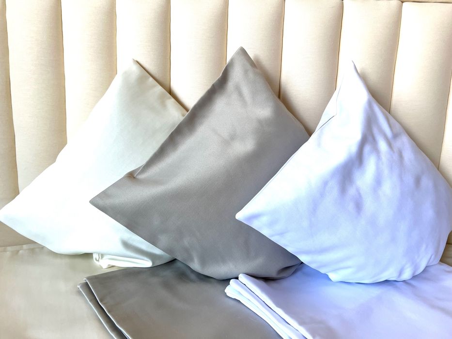 Fete de perna, Bej, Alb & Gri, Bumbac Satinat & Polyester 40cmx40cm