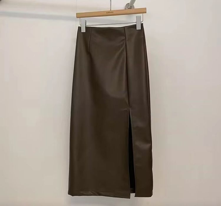 Юбка коричневая экокожа