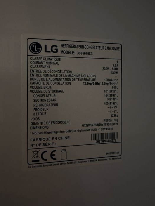 Frigider Side by side LG GSS6676SC No Frost