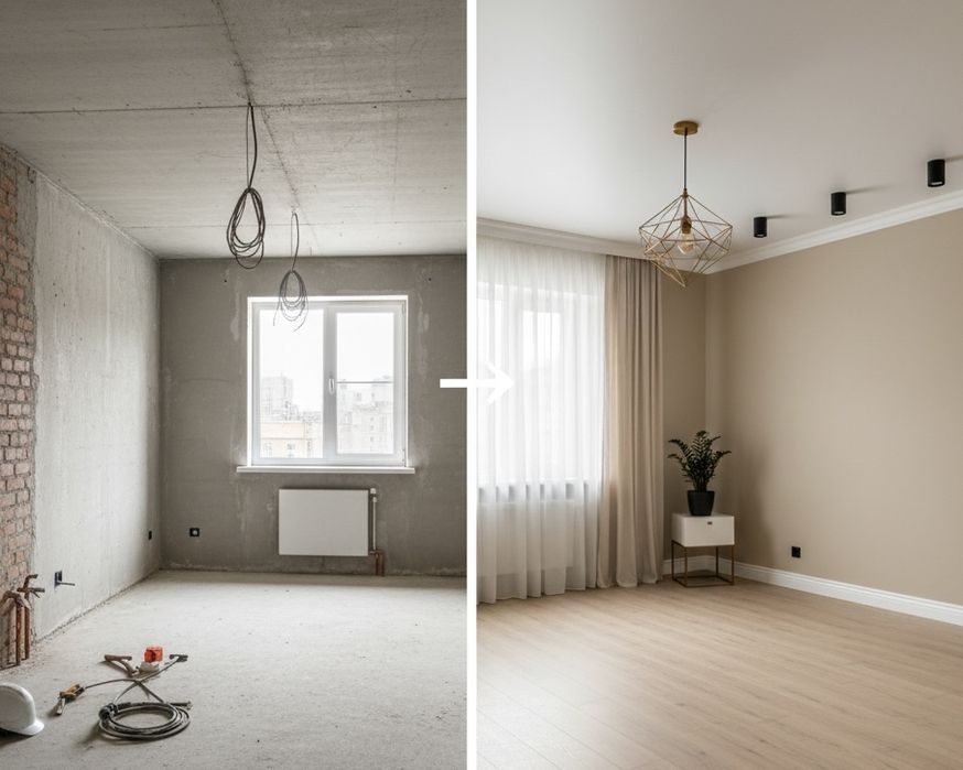 Чистовой ремонт под ключ, отделочные работы