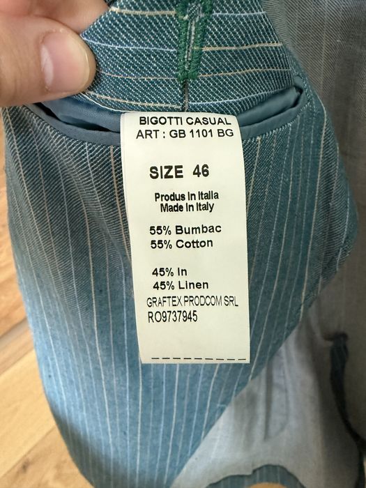 Sacou bigotti, 46/S, bumbac si in