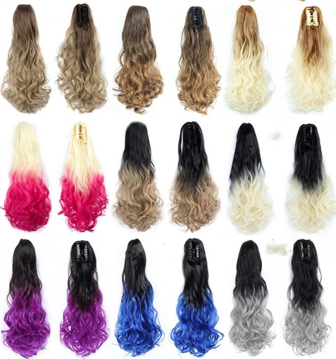 Цветни омбре прави и къдрави опашки