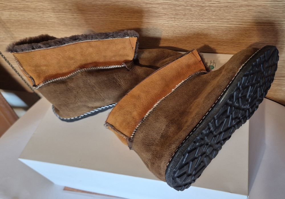 Botoși/Papuci de casa îmblăniți din piele naturală 2perechi bărbați/damă