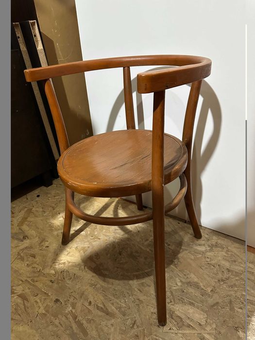 Scaun Vintage Stil thonet cu spatar curbat; Mic Fotoliu din lemn masiv