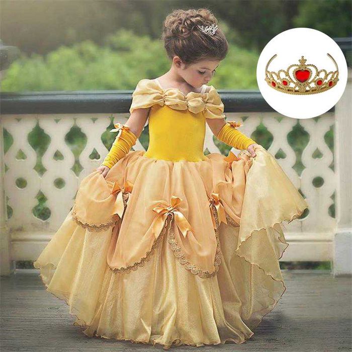 Рокля костюм на принцеса Бел от Красавицата и Звяра + ПОДАРЪК КОРОНКА