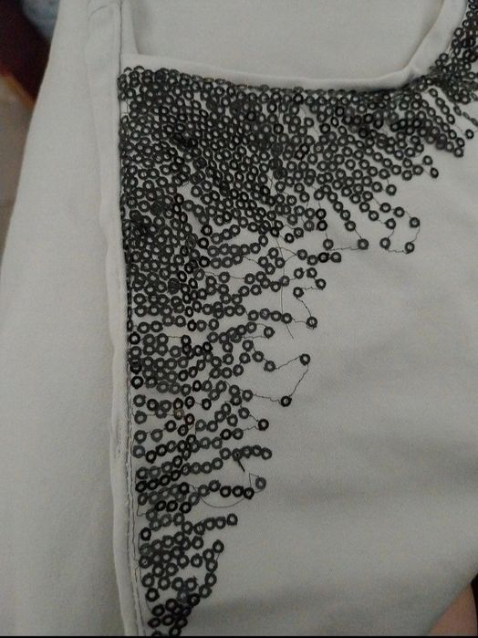 Pantaloni drepți cu paiete gri M
