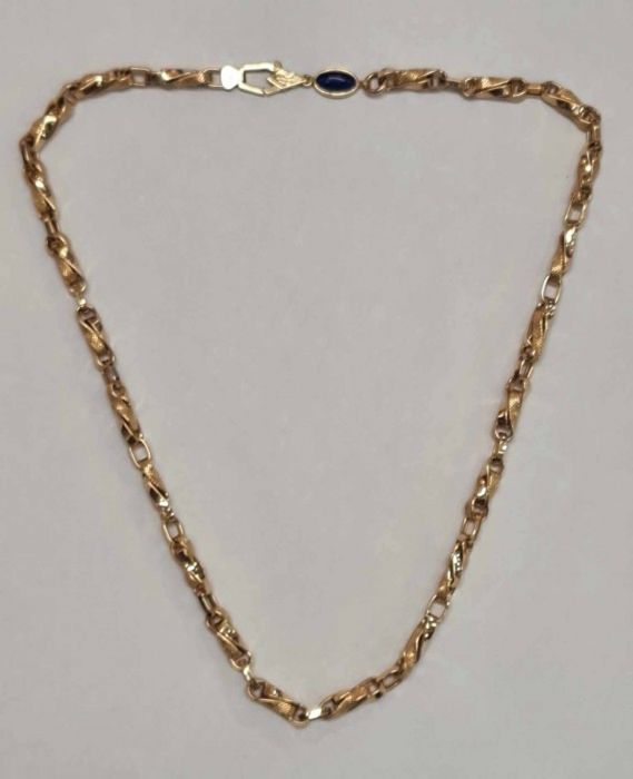 Lant din aur galben 18k, cu safir natural, LAU1