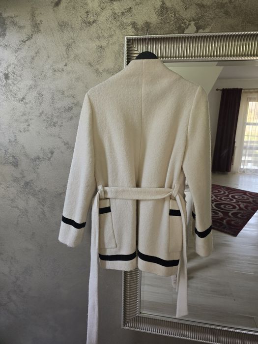 Palton din lână cu catifea neagra, de înaltă calitate, casa de moda