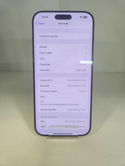 Iphone 16 Pro Max 256 GB (Ag8 Tudor1/B74324) – Garantie 2 Ani!