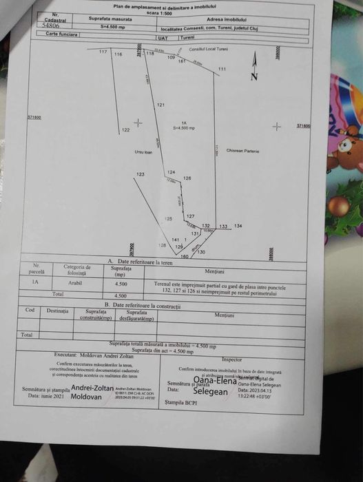Teren intravilan de vânzare sat Comsesti, comuna Tureni, Jud Cluj