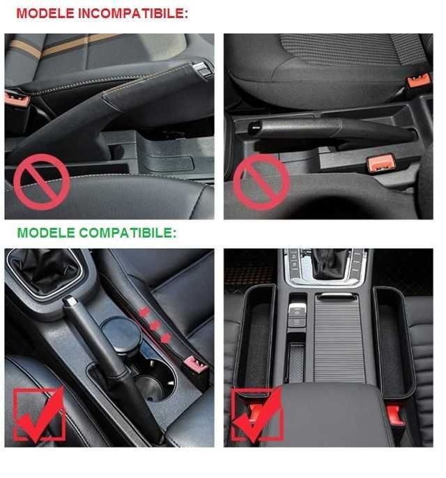 Organizator auto intre scaune, negru, set 2 bucati