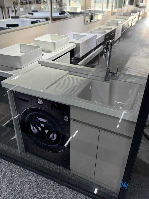 Раковина с тумбой над стиральной машиной. Kir mashina ustiga rakovina