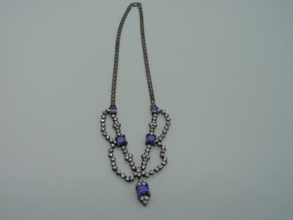 Elegant colier din argint cu zirconiu si ametist