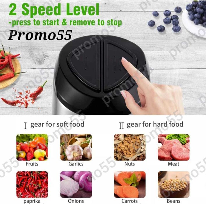 Професионален Електрически Чопър Месомелачка 2L. 1200W