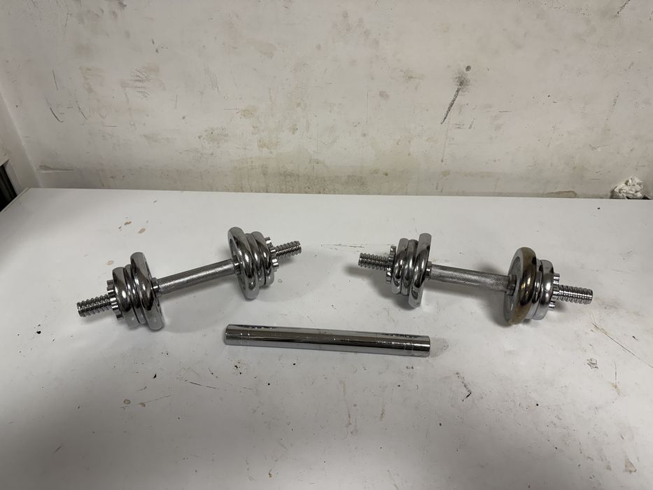 Gantere cu bara de legatura otel crom, pret 350 lei