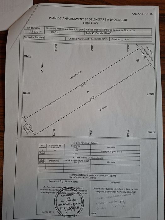 Vând teren intravilan Domnești Ilfov
