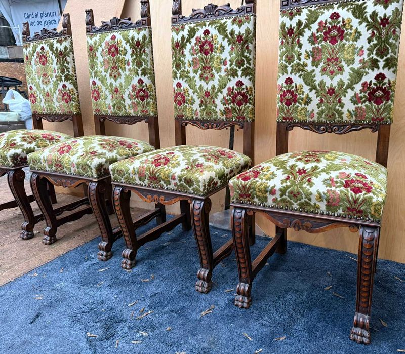 8 buc Scaun Vintage din Lemn Stil Neo Baroc; Scaun solid