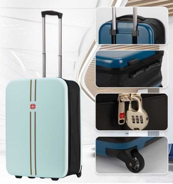 TROLER pliabil mare carcasa dura 2 roti 1 lacat maner telescopic VERDE