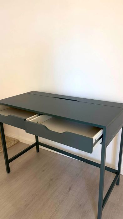 Birou IKEA ALEX gri-turcoaz, cu 2 sertare – 100 × 48 cm