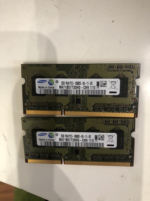 ОЗУ для ноутбука Samsung DDR3 4GB (2x2GB), 1333MHz, рабочая