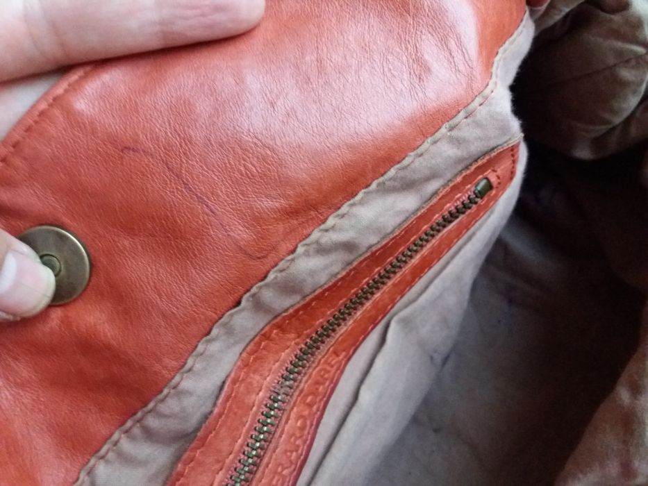 дамска чанта Италианска керемидено червена чанта-естествена кожа