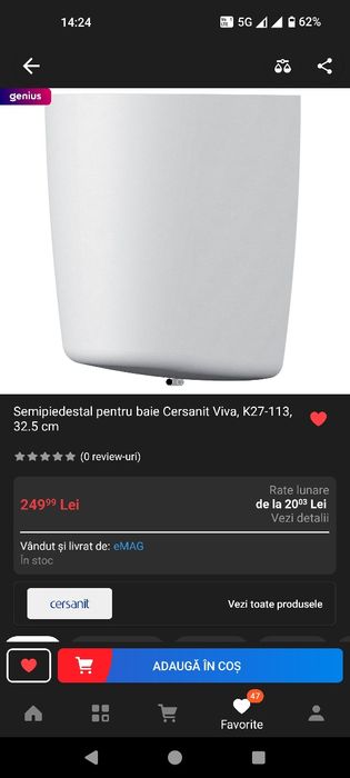 SemiPiedestal Cersanit lavoar baie