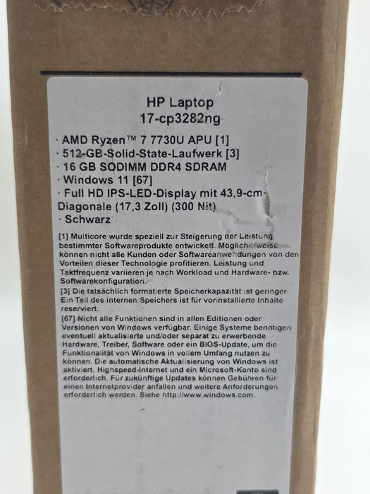 HP ecran FHD de 17,3", AMD Ryzen 7 7730U, 16 GB RAM, 512 SSD, SIGILAT