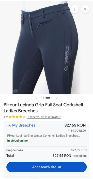 Pantaloni echităție, călarie Pikeur Lucinda Grip, model nou, mărimea 84 sau un  M/L, ptr dame.