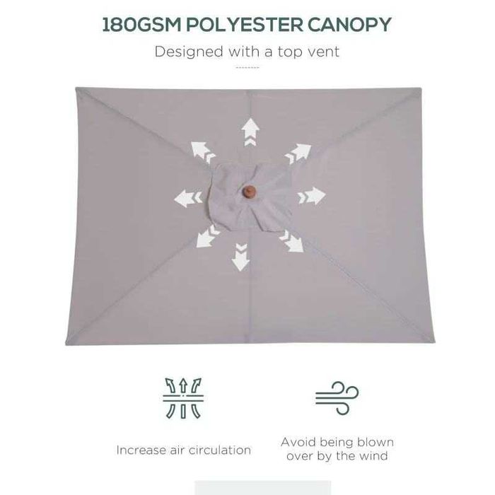 Outsunny 2m x 1,5m градински чадър-чадър с накланящ се сенник