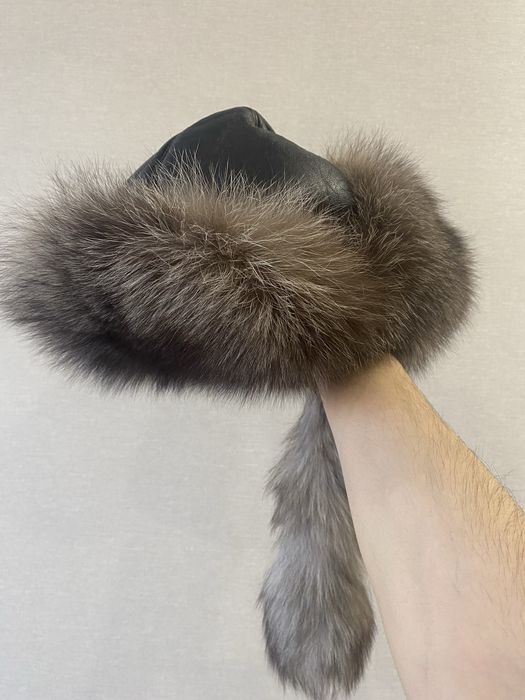 кожаная ушанка с мехом