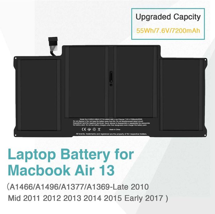 A1405 батерия за Mac Book Air 13-инчов A1377 A1466 A1496 A1369