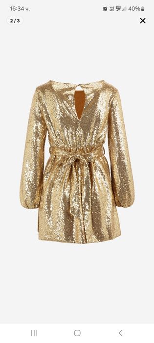 Парти рокля от златни пайети