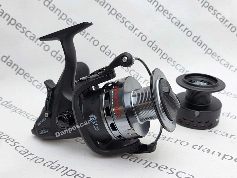 SET 4 Mulinete Windblade TB12 70FR 8 rulmenti cu BAITRUNNER 0,32-400m