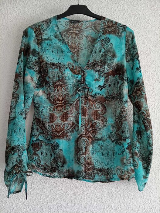 Camasa turcoaz cu imprimeu
