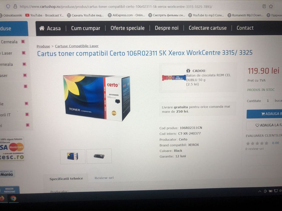 Toner imprimanta 106R02311/ pentru xerox workCentre 3315/3325