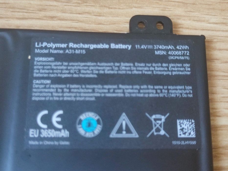 Baterie laptop Medion Akoya P6645 E6245 - uzura 25% - model A31-M15
