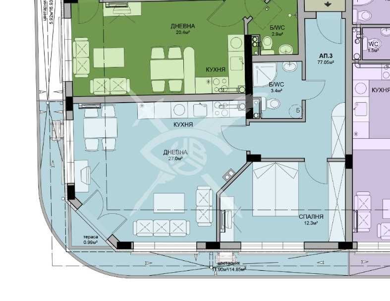 Двустаен апартамент в Меден Рудник 476- 16819