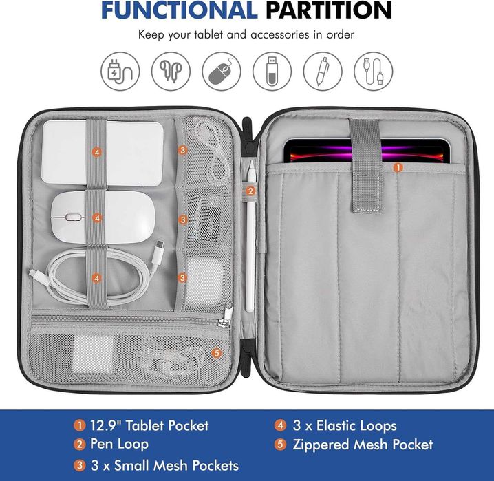 Чанта за таблет 12.9 инча с дръжка 3-слойна защита