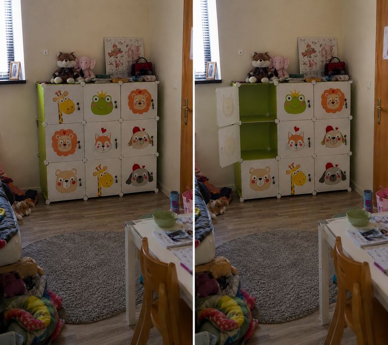 Детски шкаф за дрехи и играчки 9 модула