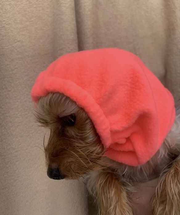 Шапка для собак, розовая теплая
