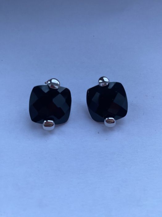 Cercei pătrați argint Sterling Silver cu onix fațetat 8 grame din 2007