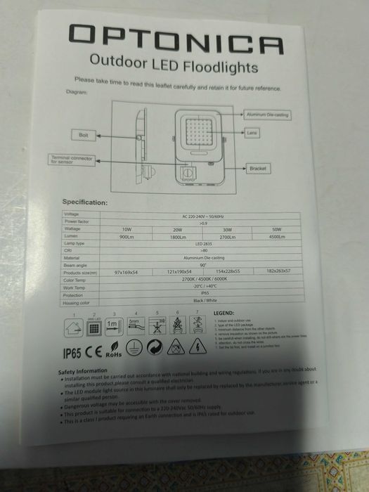 Proiector slim cu led smd si senzor 50 W