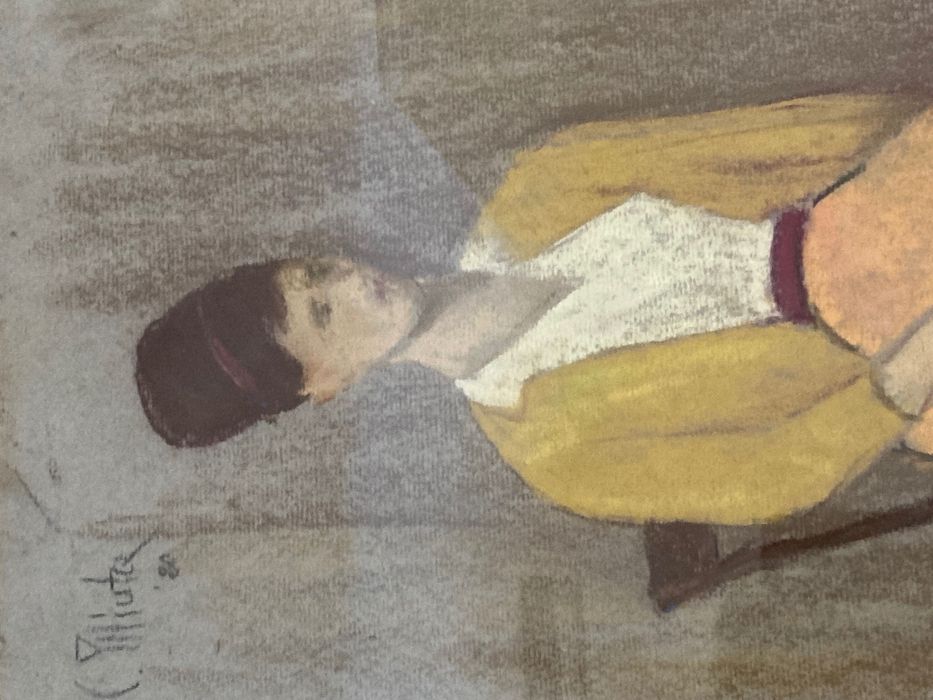 Constantin Piliuță, Femeie în studio, pastel, semnat, tablou românesc.