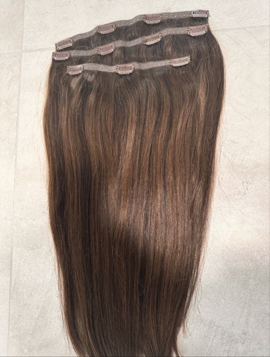 Vând extensii păr natural Beauty Works – 50 cm, șaten închis