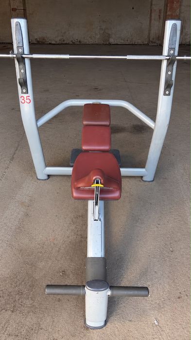 Bancă înclinată Technogym profesională + BARĂ INCLUSĂ