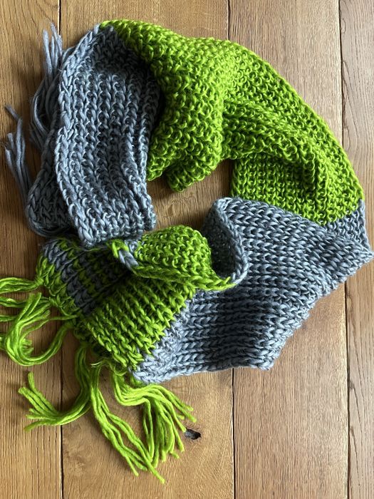 Fular gros crosetat gri-verde