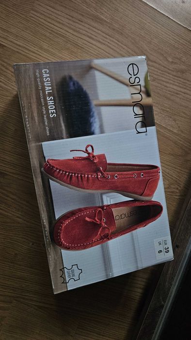 Esmara червени женски кожени мокасини размер 39 с оригинална кутия