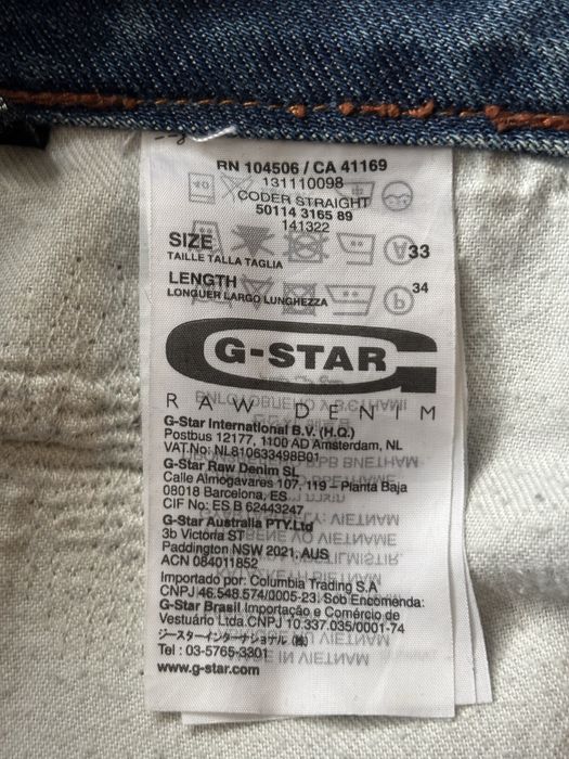 g star raw coder straight w 34