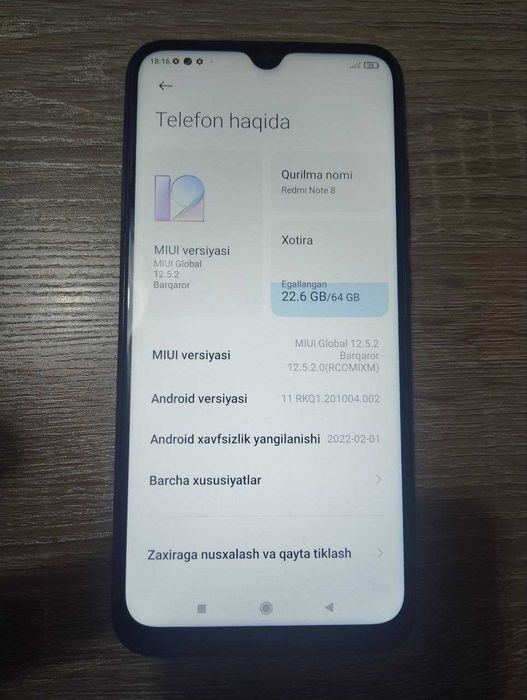 Redmi Note 8 4/64 + 1 GB 8 core processor Ideal holatda